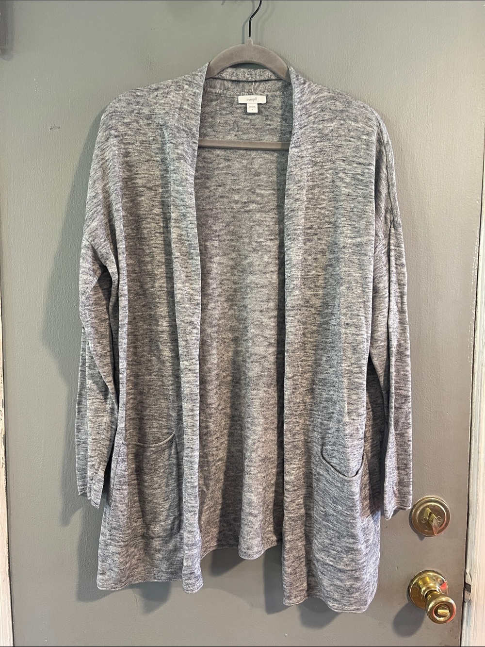 J. Jill Women’s Gray Open Cardigan Sweater w/pockets Size S